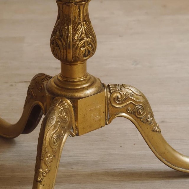 Louis XV Round Gueridon Table in Brass and Marble Top For Sale - Image 4 of 10