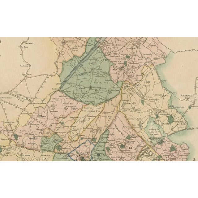 Early 19th Century Antique Map of Cambridgeshire with Ely Cathedral by Greenwood, 1834 For Sale - Image 5 of 12