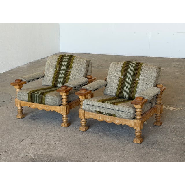 Mid-Century Modern Brutalist Oak Lounge Chairs by Henning Kjærnulf, 1960s, Set of 2 For Sale - Image 3 of 17