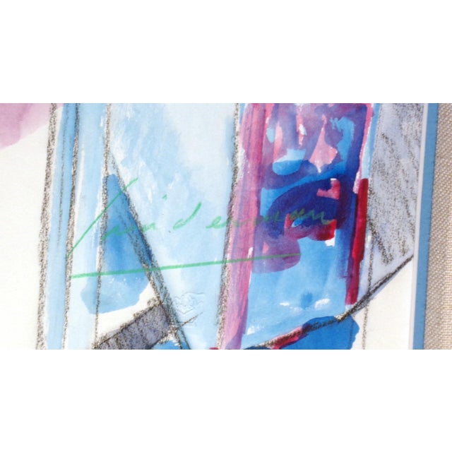 Impressionist Earl Linderman "Ardente Bleus" Signed Original Watercolor Painting For Sale - Image 3 of 6