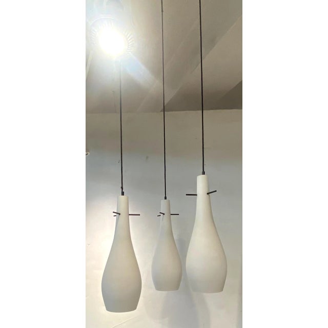 Italian 1950s Triple Pendant Chandelier For Sale - Image 12 of 12