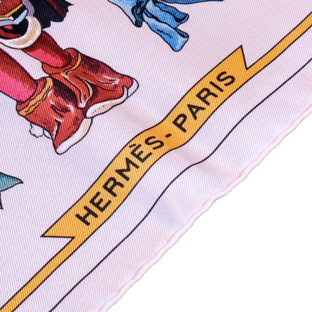 Textile Hermès "Kachinas" 90cm White & Multi Color Silk Scarf by Kermit Oliver, 2004 For Sale - Image 7 of 8