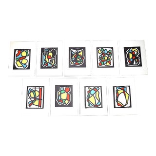 Vintage Mid 20th Century Emile Lahner Limited Edition Abstract Lithographs - Set of 9 Plus Portfolio For Sale