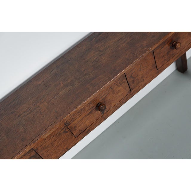 Large Dutch Rustic Colonial Farmhouse Teak Side Table For Sale - Image 13 of 16