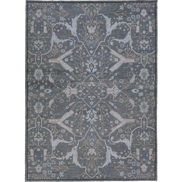 Textile 2010s Allover Modern Soumak Handmade Wool Rug in Gray For Sale - Image 7 of 7