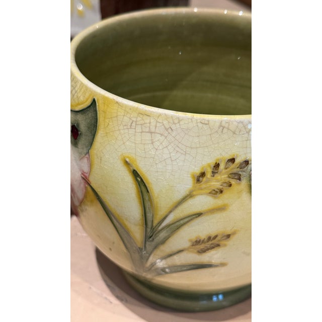 Light Yellow Vintage Moorcroft Arum Lily Wide Mouth Vase Yellow Green Art Pottery England 4½ Inch For Sale - Image 8 of 8