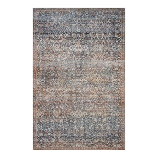 Chris Loves Julia x Loloi Jules Denim / Spice 9'-6" x 14' Area Rug For Sale