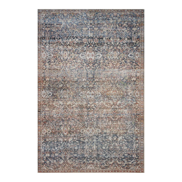 Chris Loves Julia x Loloi Jules Denim / Spice 9'-6" x 14' Area Rug For Sale