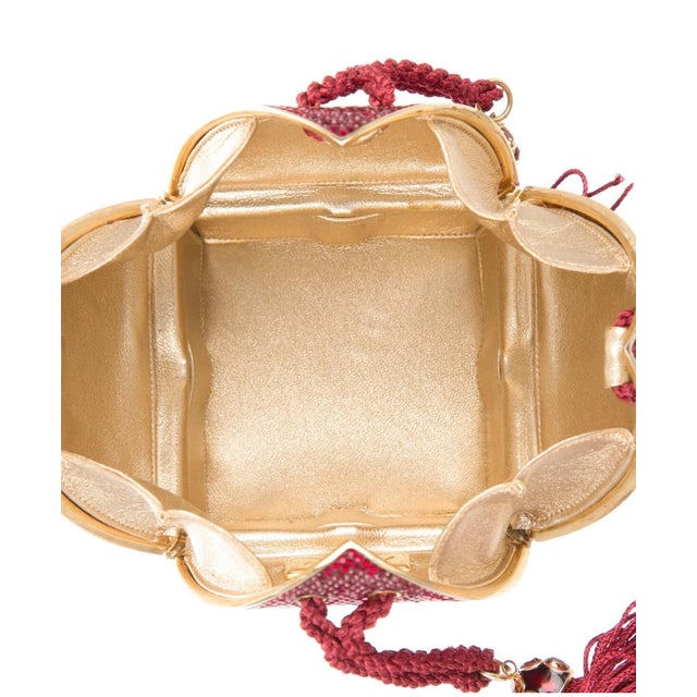 Contemporary 1995 Judith Leiber Fortune Teller Origami Red Crystal Tassel Evening Bag Minaudiere For Sale - Image 3 of 11