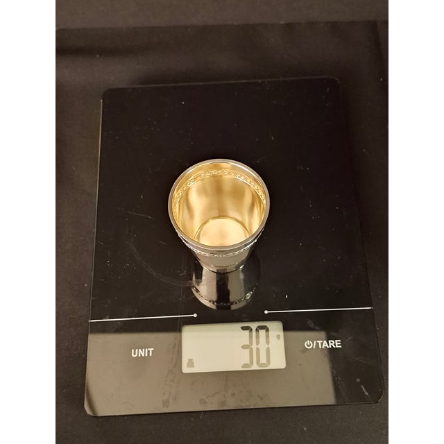 Vintage German 800 Silver Kiddush Cup Shot Glass Gold Wash Interior Gottlieb Kurz For Sale - Image 13 of 13