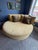 Luxury Custom Round Daybed Lounge Sofa in Textured Gold Upholstery- Luxury Designer Round Lounge Sofa For Sale - Image 4 of 5