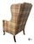 Wood Vintage Chippendale Style Mahogany Frame Plaid Print Upholstery Wingback Chair - Pair For Sale - Image 7 of 11