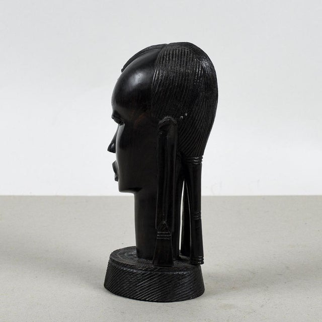 Wood Vintage African Carved Female Bust For Sale - Image 7 of 9