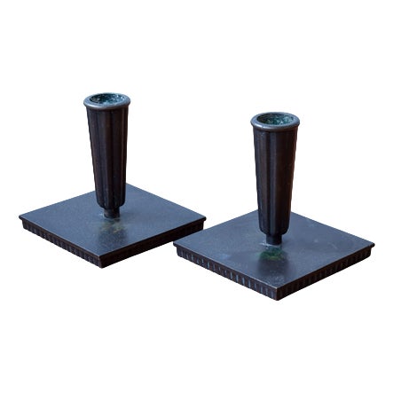 Brass Candleholders by Carl-Einar Borgstöm, Set of 2 For Sale