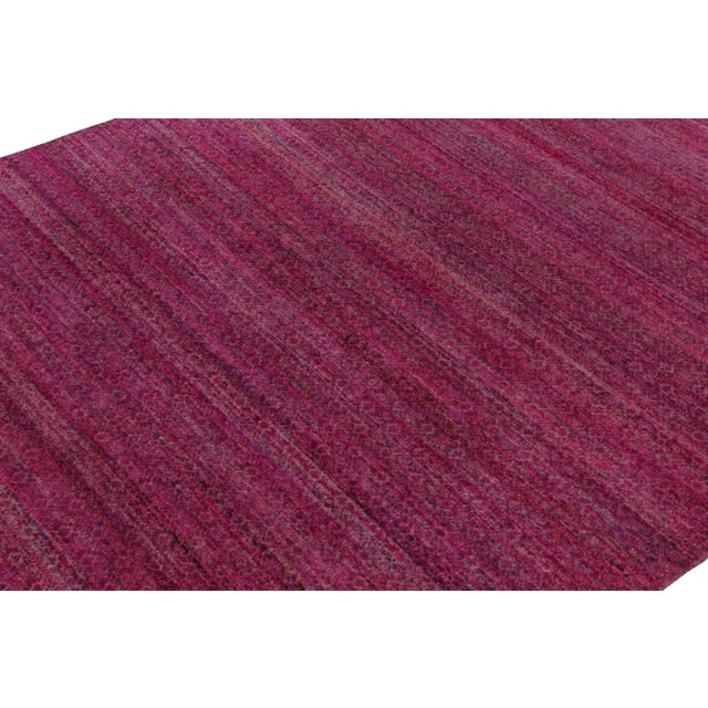 Rug & Kilim Rug & Kilim’s Contemporary Rug in Pink and Red Striae For Sale - Image 4 of 8
