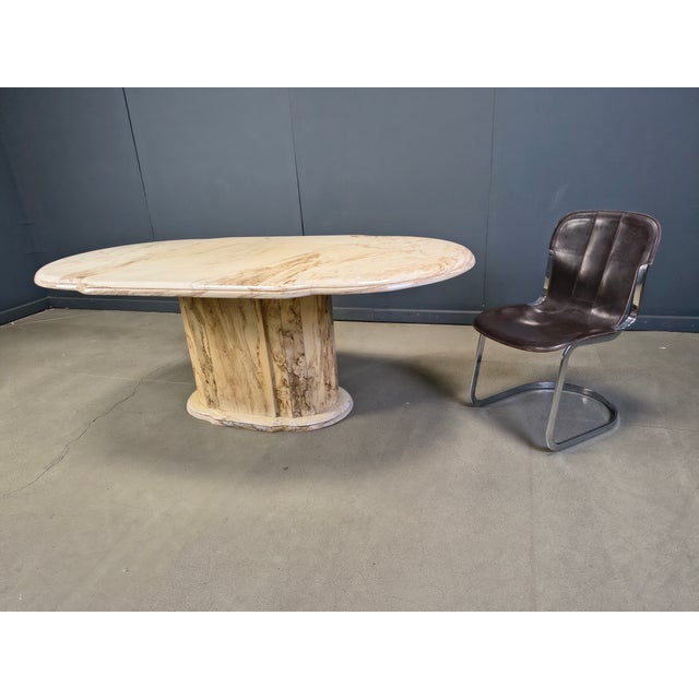 Mid-Century Modern Vintage Oval Marble Dining Table, 1970s For Sale - Image 3 of 10