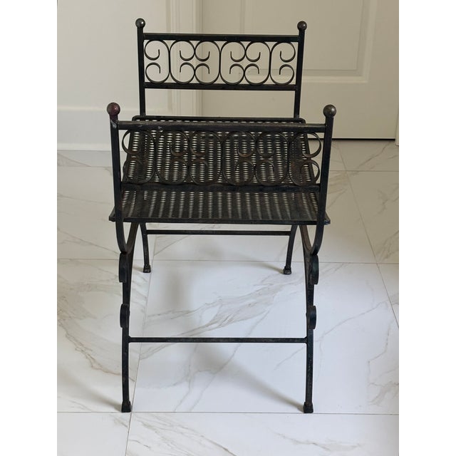 Mid 20th Century Vintage Spanish Revival Arthur Umanoff Granada Style Iron Garden Stool / Iron Vanity Seat For Sale - Image 5 of 12