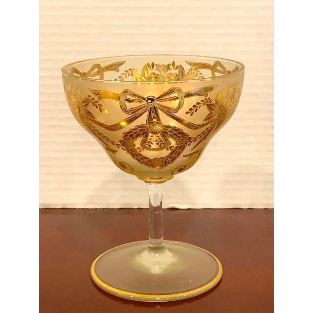 Early 20th Century Early 20th Century Set of Six Gilt Enameled Frosted Grand Coupes/ Dessert or Seafood For Sale - Image 5 of 11