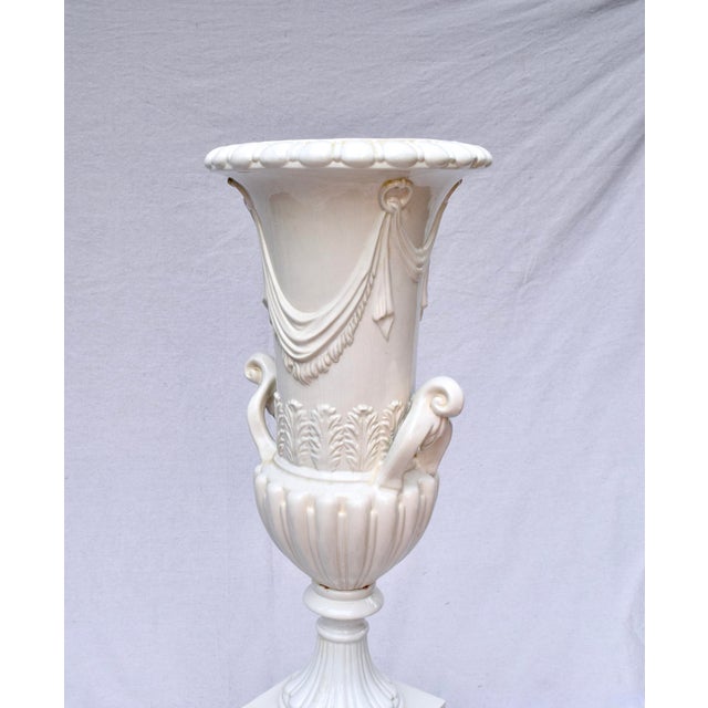 Monumental, highly detailed ceramic Bianco Vase Urn made in Italy for Ardalt. An impressive statement piece showcasing...