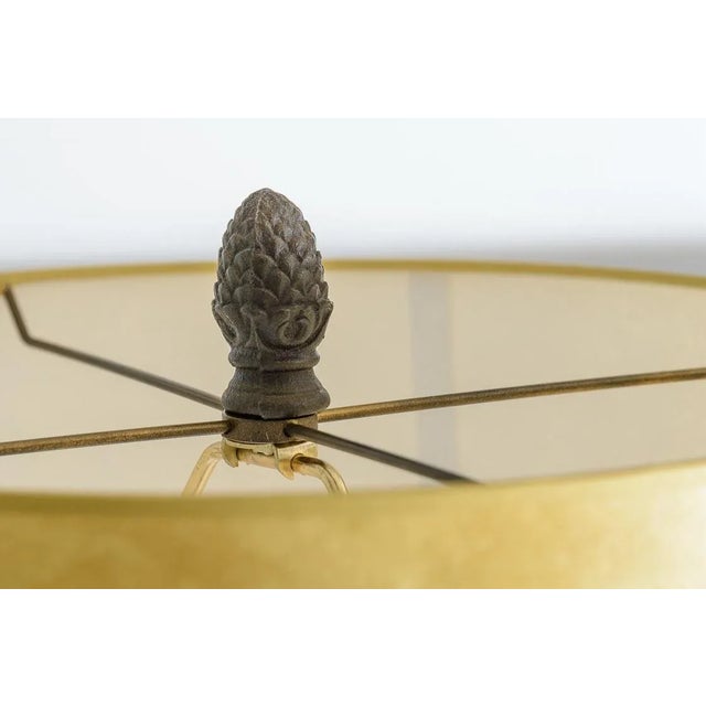 Burnt Umber Pair Floor Lamps Created From 19th C. Fluted Gilt Wood Columns For Sale - Image 8 of 12