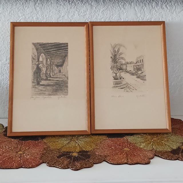 ​A beautiful, curated pair of vintage original etchings by artist H.J. Brothers. This set features two iconic California...