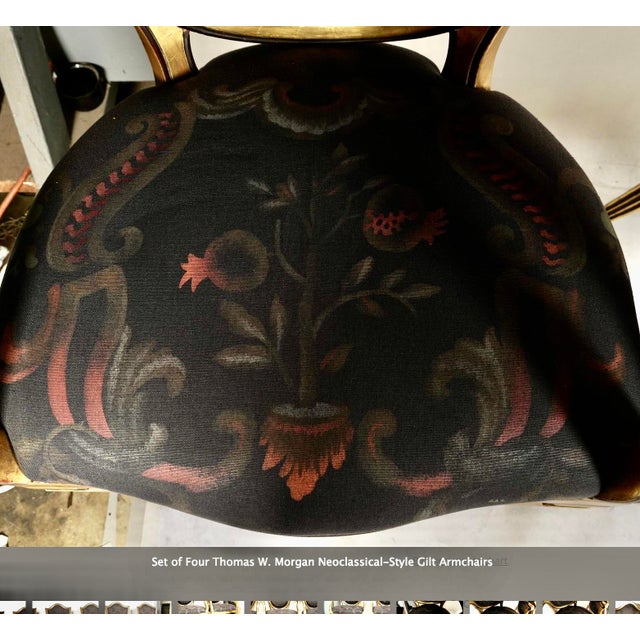 Set of Four Vintage Thomas W. Morgan Hand-Painted Neoclassical Gilt Armchairs For Sale - Image 12 of 14