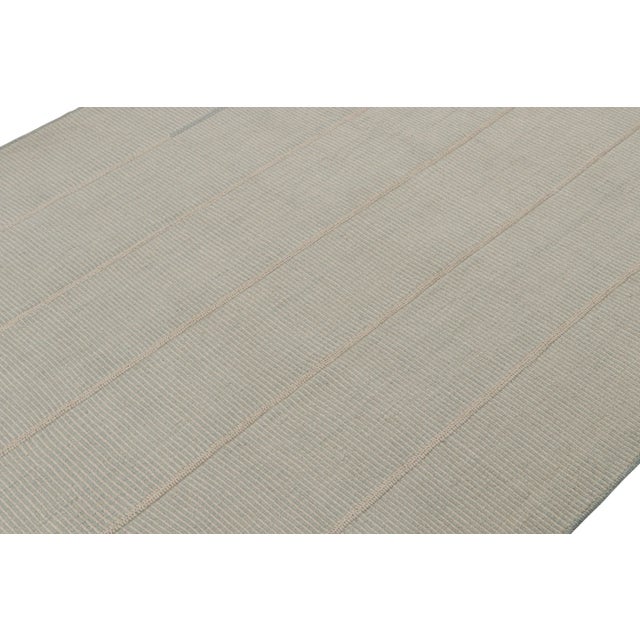 Rug & Kilim Rug & Kilim’s Contemporary Kilim in Sky Blue and Off-White Stripes For Sale - Image 4 of 7