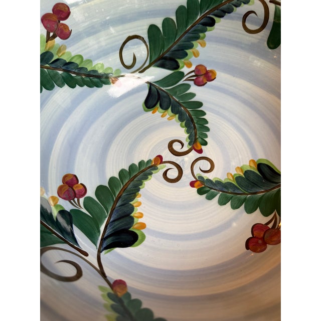 Blue Gail Pittman Signed Blue Garden Extra-Large Serving Bowl Hand Painted 2004 For Sale - Image 8 of 9