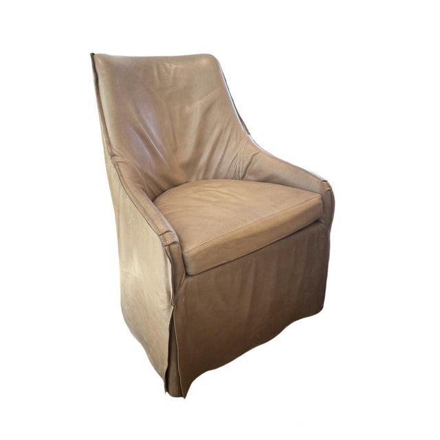 Modern Pair of Leather Verellen Chairs on Casters For Sale - Image 3 of 11