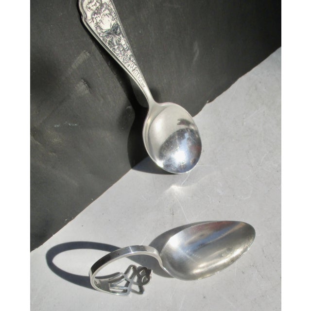 Mid 20th Century Teddy Bear Baby Spoons Sterling Webster -- 2 Spoons For Sale - Image 5 of 5