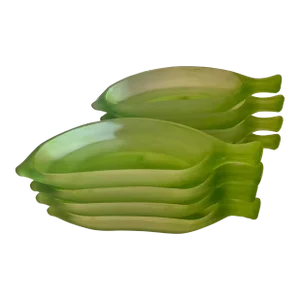 Vintage La Rochere France Frosted Green Glass Small Serving Dish - 8