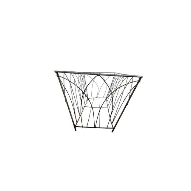 Vintage Large Gothic Black Wire Cathedral Arch Planter Window Box Architectural For Sale - Image 4 of 5
