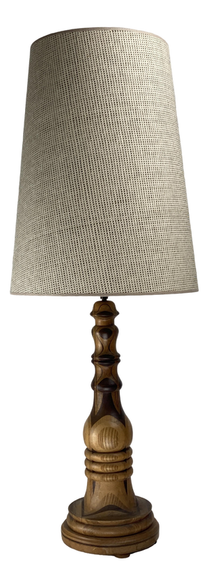 Art Deco Mid-Century Curved Wood Table Lamp, 1950s