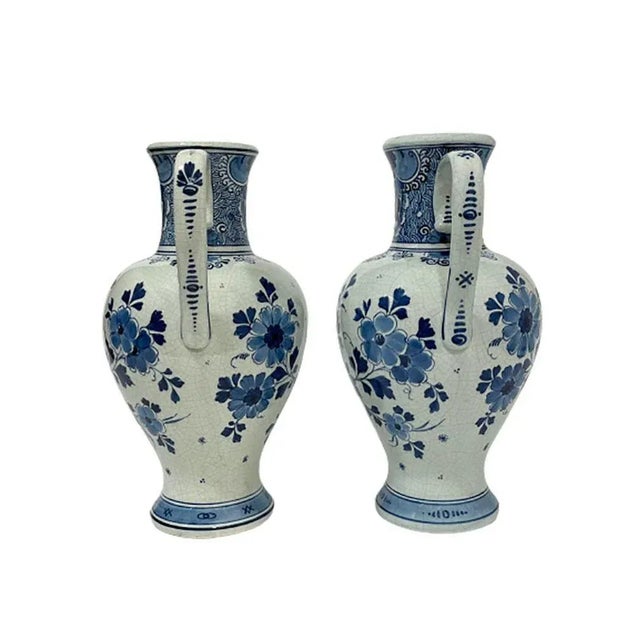 Dutch Delft Bottle Vases from Porceleyne Fles, 1893, Set of 2 For Sale - Image 3 of 12