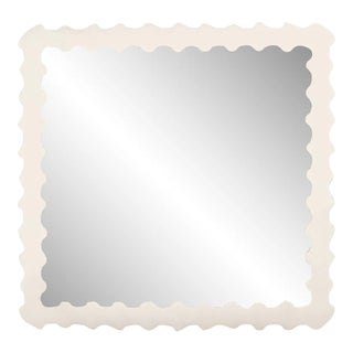 Fleur Home Audubon Bamboo Square Mirror in Swiss Coffee, 24x24 For Sale