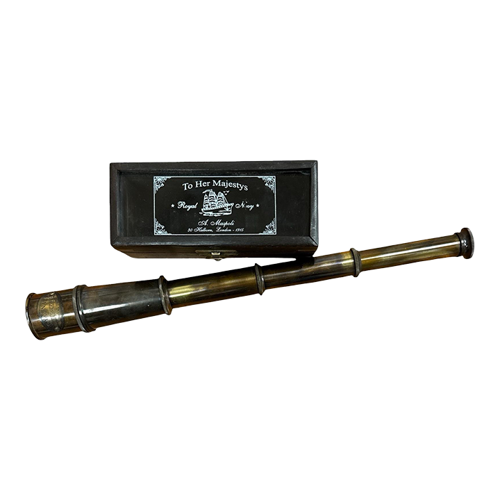 Vintage Maritime Royal Navy Brass Telescope | Chairish