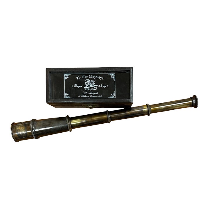 Vintage Maritime Royal Navy Brass Telescope | Chairish