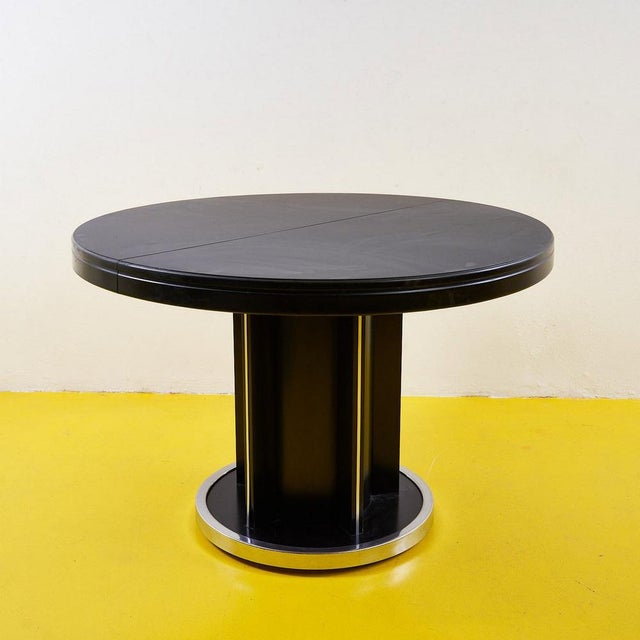 Black Round Black Extendable Table, 1950s For Sale - Image 8 of 8