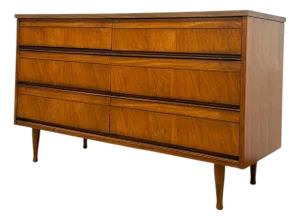 1950s Vintage Mid Century Modern 6 Drawer Dresser Dovetailed Drawers
