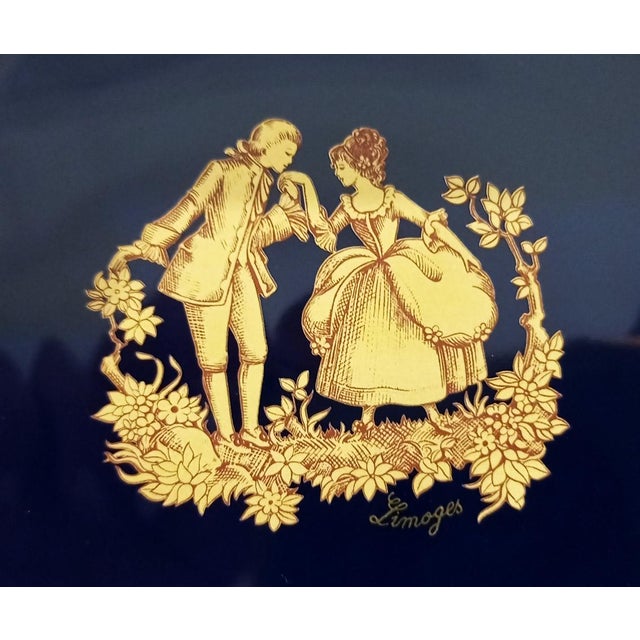 1940s Vintage French Limoges Plate with 24K Gold, 1940 For Sale - Image 5 of 11