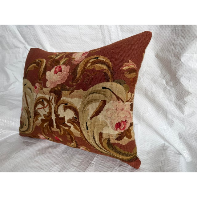 French Mid-19th Century Aubusson Floral Decorative Pillow For Sale - Image 3 of 7