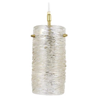 Mid-Century Glass Tube & Brass Pendant Lamp attributed to J. T. Kalmar for Kalmar, Austria, 1950s For Sale