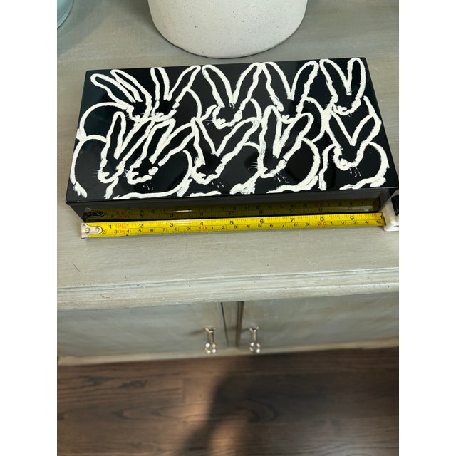 2020s Hunt Slonem Black/White Bunny Coaster Set (6) With Storage Box For Sale - Image 5 of 6