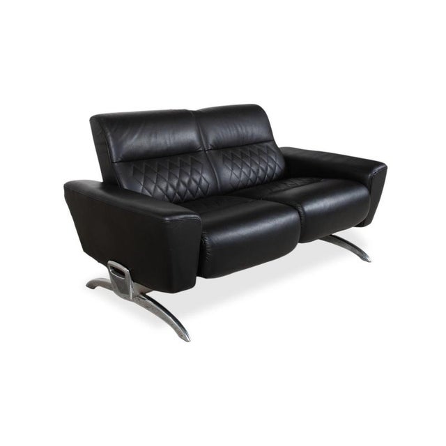 Modern Michelle Leather Chrome Two-Seater Black Manual Function Sofa from Stressless For Sale - Image 3 of 14