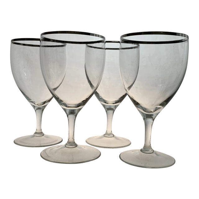 Vintage Crystal Platinum Edge Red Wine Stemware - Set of 4 For Sale