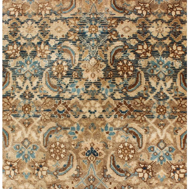 Mid 20th Century Mid-Century Persian Hamedan Runner With All-Over Herati Design in Brown & Blue For Sale - Image 9 of 12