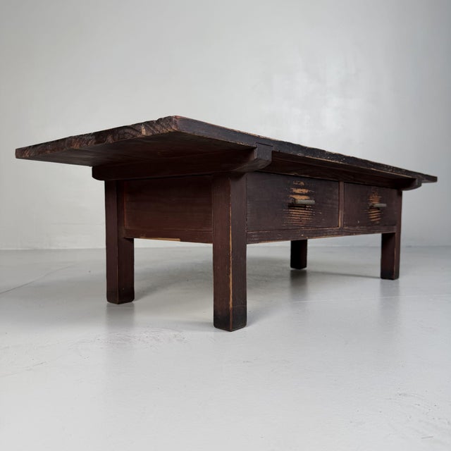 Black Japanese Low Writing Table with Two Drawers, 1920s For Sale - Image 8 of 15