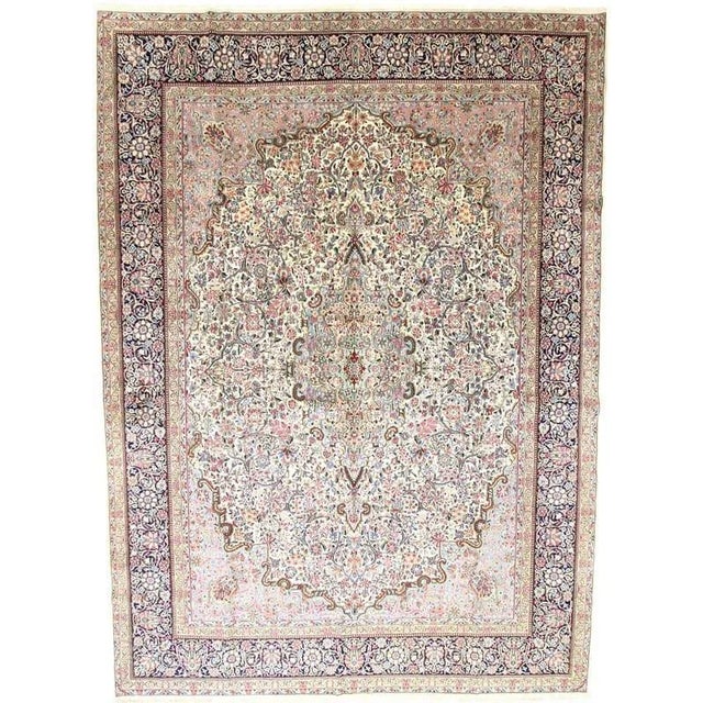 Antique Middle Eastern Hand-Knotted Kerman Rug For Sale - Image 5 of 5