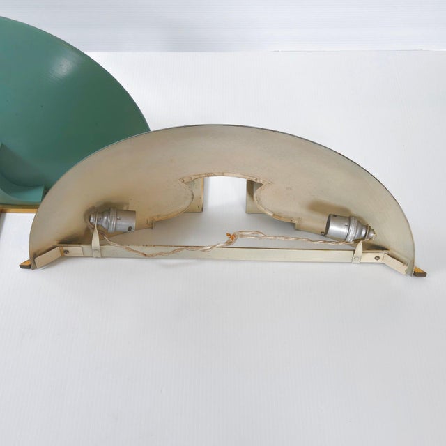 Metal Vintage Metal and Brass Wall Lights by Jean Perzel Jules Leleu, 1940s, Set of 2 For Sale - Image 7 of 9