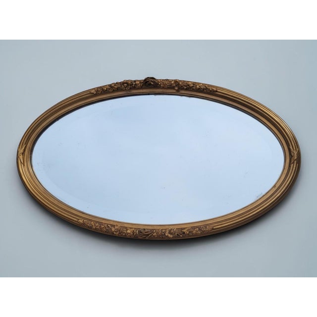 Wood Louis XVI Oval Mirror in Gilded Wood, 1890s For Sale - Image 7 of 12